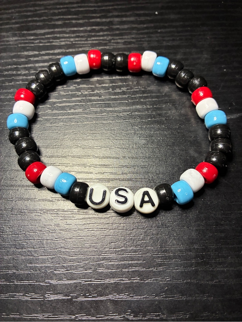 Kids USA Beaded Stretch Bracelet - Red White Blue